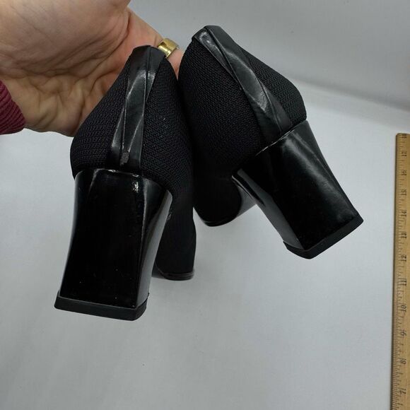 New Vintage Stuart Weitzman Black Classic Heels Pumps Women Size 7.5 AA Woven - Picture 5 of 8
